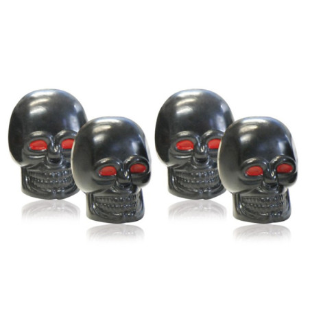 AIRCAPS TAPON VALVULA SKULL  NEGRA WITH ROJO EYES 4 PIEZAS