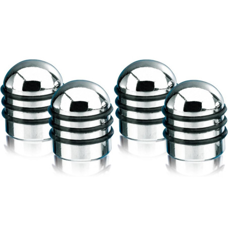 AIRCAPS TAPON VALVULA ALU  CHROME WITH 3 NEGRA RUBBER RINGS 4 PIEZAS
