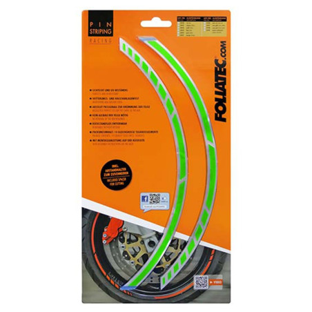 PIN STRIPING RACING NEON VERDE 14 BANDAS DE 7 MM X 41 CM  INCLUIDO ESPACIADOR
