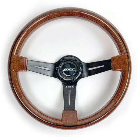 Semi-displaced steering wheel wood black arms | OCC Sport